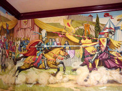Members of the Barony were memorialized on several murals at the Excalibur Hotel in Las Vegas. Some time in 2010, the murals were removed as part of the hotel's renovation project. The jouster on the right is Armand de Sevigny.