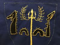 Close up of embroidery on Market Wallet for Barony of Calafia. (11/3/2018)