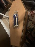 Assumed to be a Reliquary of Saint Geronimus. Artist unknown (Please update if found!). Leather cover over wooden box.